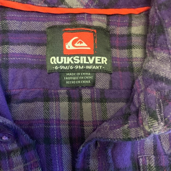 Quiksilver purple plaid shirt 6-9mos - Picture 3 of 5